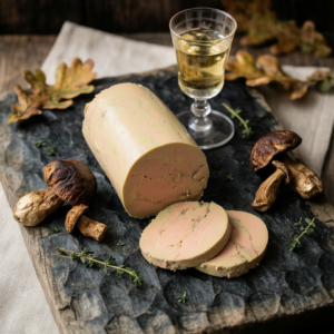 Foie gras aux bolets séchés confits à la Malvoisie