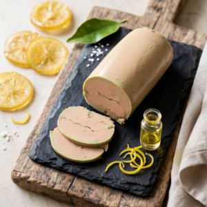 Foie gras au citron confit parfumé à l’huile de yuzu